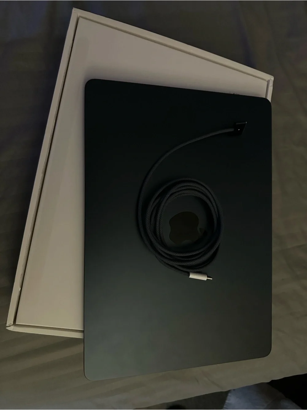 Apple MacBook Laptop in Space Gray with Black Braided USB-C Cable